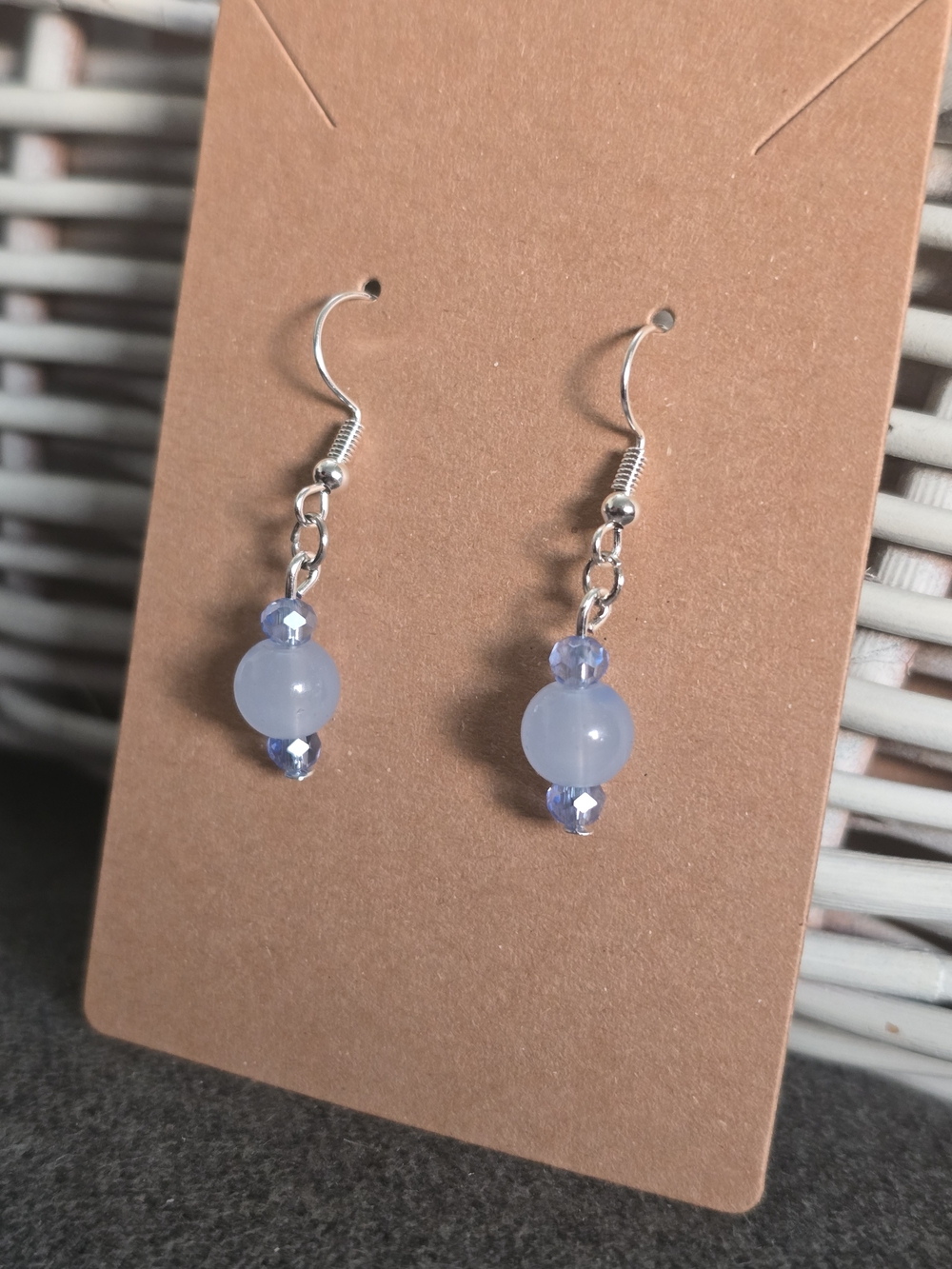 Handmade Light Blue Bead Drop Earrings